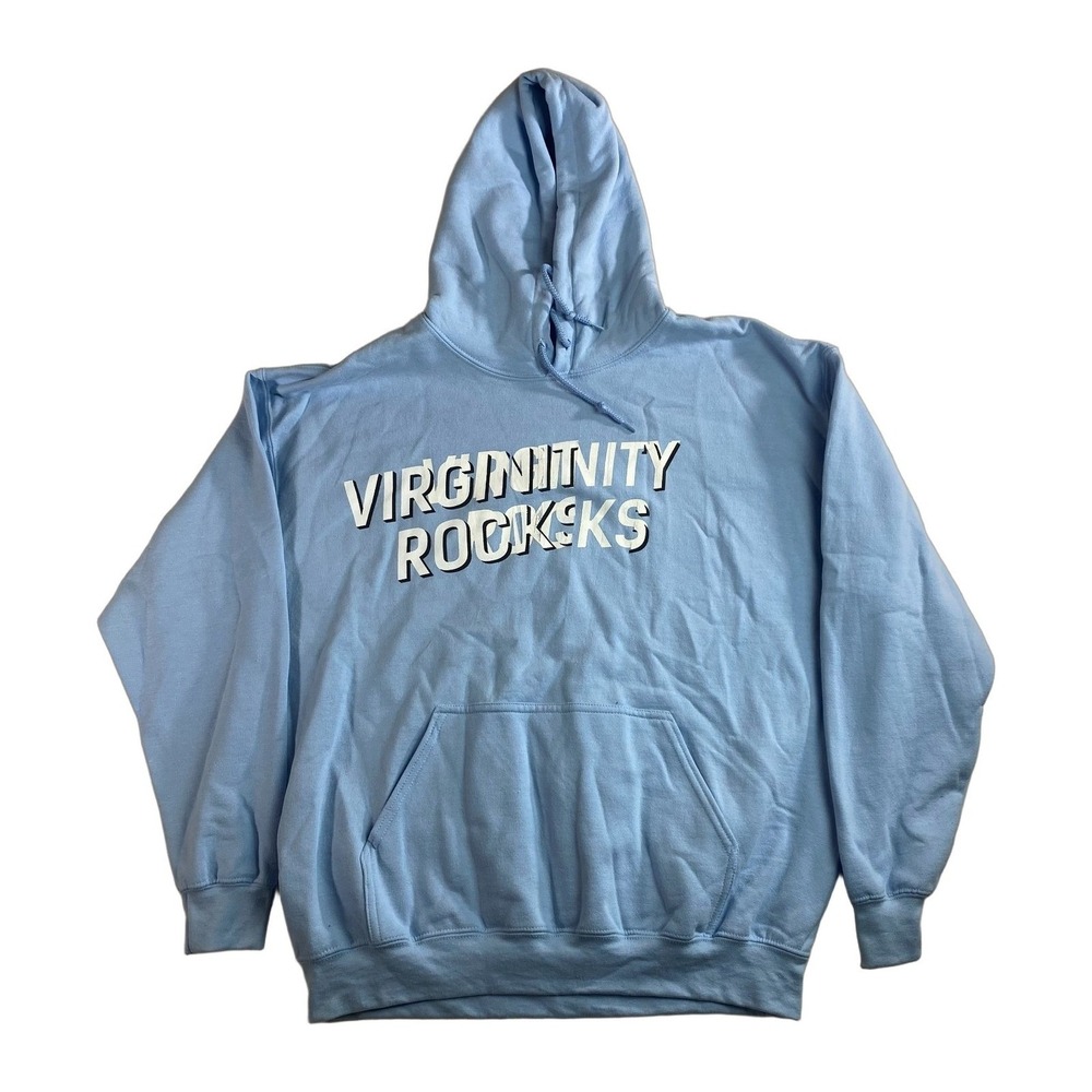 Danny Duncan Virginity Rocks Hoodie Blue Men's Large L‎ Pullover Misprint Rare